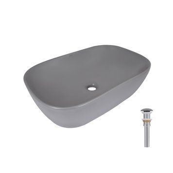 Раковина накладная Qtap Robin 600x390x150 мм, Stone grey, прямоугольная, с донным клапаном QTROB188SG49786 SD00055910 фото