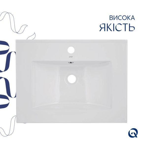 Комплект Albatross: Раковина врезная мебельная 620x460x180 мм, White, прямоугольная + Донный клапан Pop-up PU02O SD00054597 фото