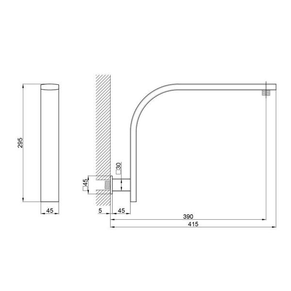 Кронштейн для верхнього душу Qtap Trubice 400 мм прямокутний QTTRB422NC Chrome SD00042089 фото