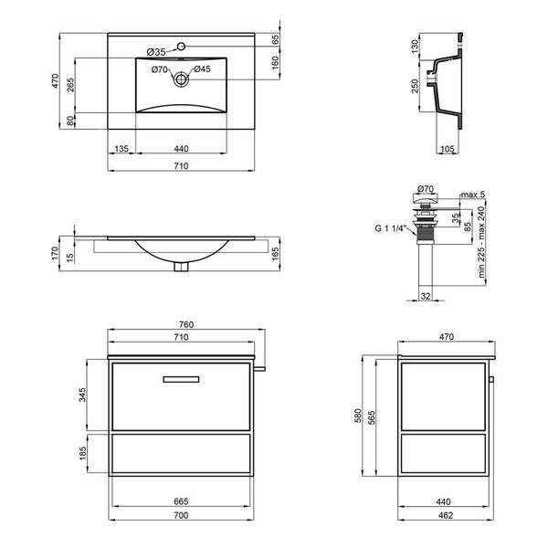 Комплект Qtap Taurus 700х580х437 White/Whitish oak тумба підвісна + раковина врізна QT2472TPT703WWO SD00046959 фото