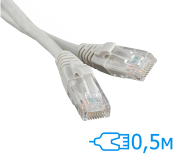 Патч-корд Ritar 0.5м UTP Cat.5e литий сірий RJ45, CCA (PCR-CCA/0.5G) 11292/2470 фото