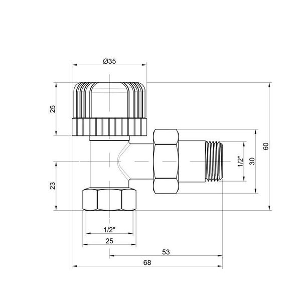 Кран радиаторный Icma 1/2" 28х1,5 угловой №774 SD00005635 фото