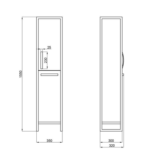 Пенал підлоговий Qtap Taurus 350х1750х300 Whitish oak з кошиком для білизни QT2475PN175KRWO SD00046941 фото