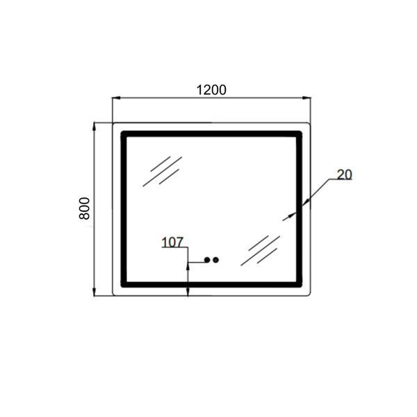 Зеркало Qtap Mideya (MI1) 1200х800 с LED-подсветкой Touch, с антизапотеванием, диммером, рег. яркости QT2078F12080 SD00054584 фото
