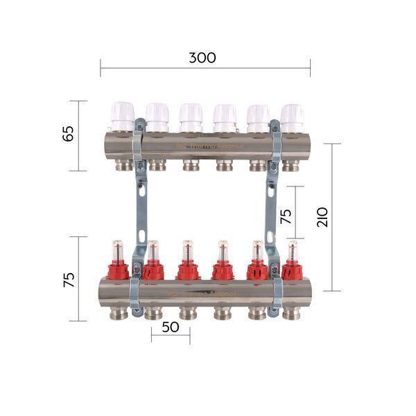 Колектор з витратомірами Thermo Alliance Standart 1" 6 виходів SD235W6 SD00021384 фото