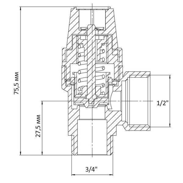 Клапан предохранительный ВН 1/2"х3/4" Koer KR.1261 (3 бар) (KR3107) KR3107 фото
