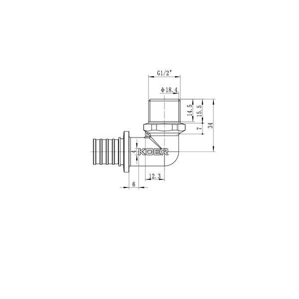 Уголок переходной с НР Koer KA.L06M-20 - 20(2.8mm) x 1/2"M (KR4875) KR4875 фото