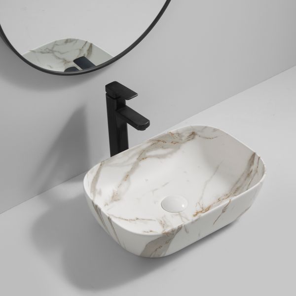 Раковина накладная MIXXUS PREMIUM DIVERSE-0114 MARBLE 455х325х135mm (MP6545) MP6545 фото