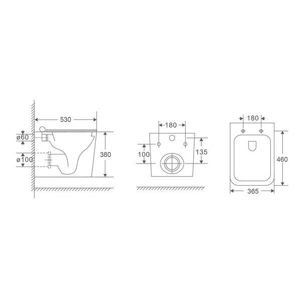 Подвесной унитаз Mixxus Premium Quadro-0302-R Black 530x360x365mm, система смыва RIMLESS (MP6455) MP6455 фото