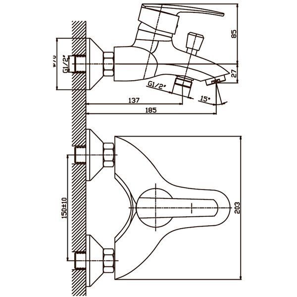 Змішувач для ванни Haiba Agat 009 (HB0007) HB0007 фото