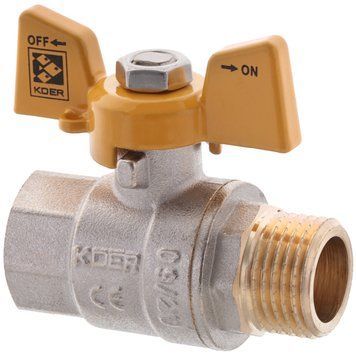 Кран кульовий KOER KR.218.G - 1/2" FM ГШМ YELLOW, ручка "метелик" жовта (KR0036) KR0036 фото