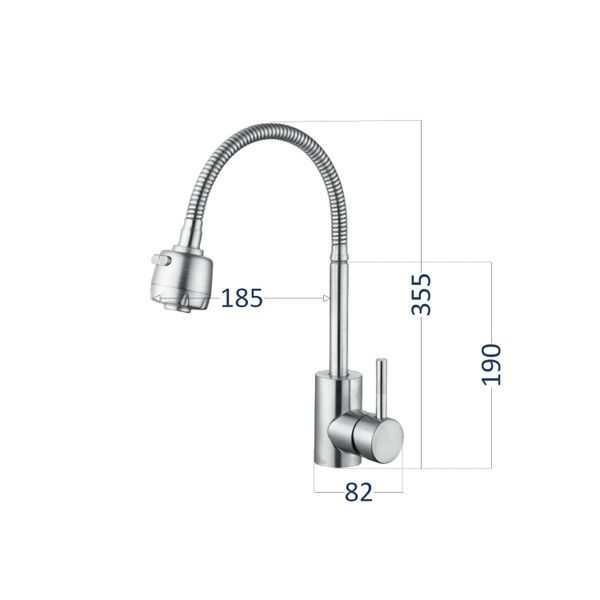 Змішувач для кухні Lidz Aria 015F41 з гнучким виливом (k35) LDARI015F41NKS45306 Nickel SD00051430 фото