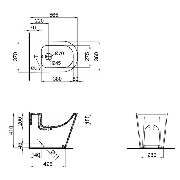 Биде напольное Qtap Stork/Swan 560х360х410 White QT15443378W SD00042523 фото