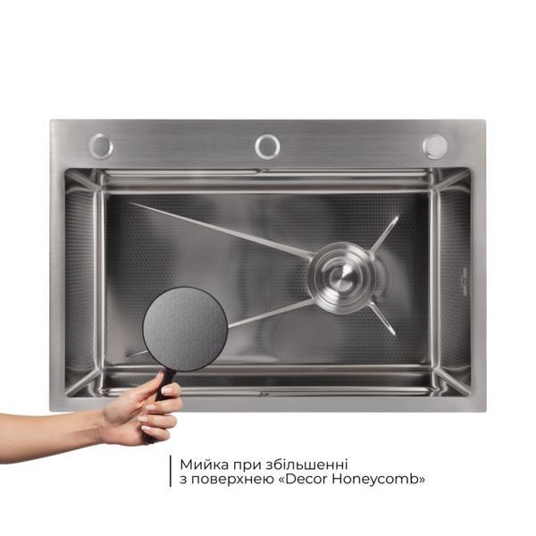 Акционный набор Lidz: мойка H6845 Decor 3,0/1,0 мм + Смеситель Aria для кухни с гибким изливом (k35) Grey SD00057363 фото
