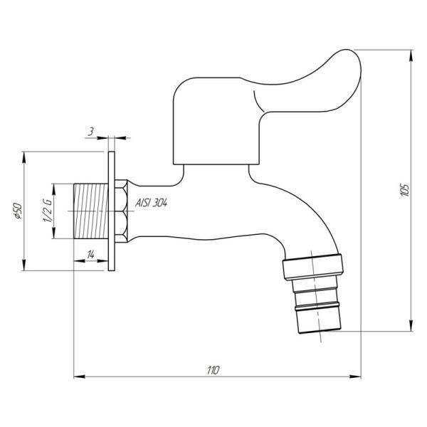 Кран шаровой поливочный Thermo Alliance Standart 1/2" нерж. TAS348W15SS SD00053547 фото