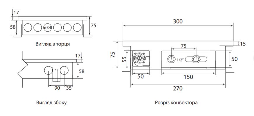 Внутрішній конвектор Fancoil з примусовою конвекцією FCF.3.75.300 1427948889 фото