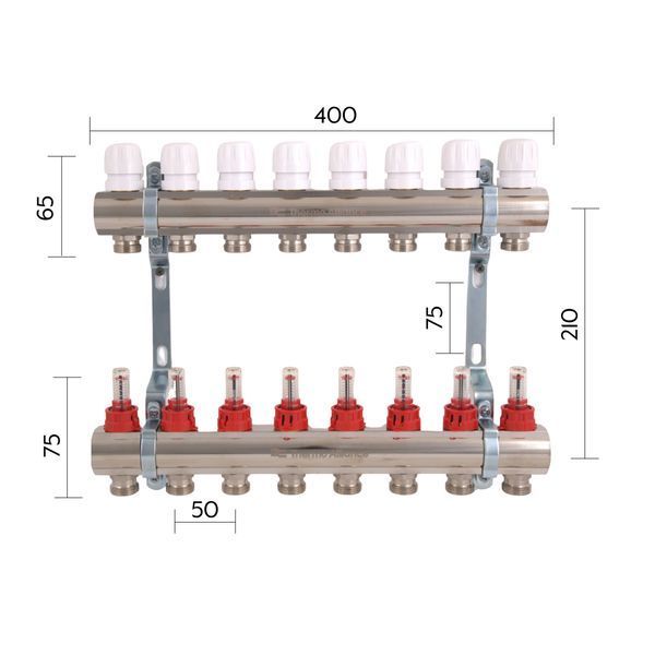 Коллектор с расходомерами Thermo Alliance Standart 1" 8 выходов SD235W8 SD00021386 фото