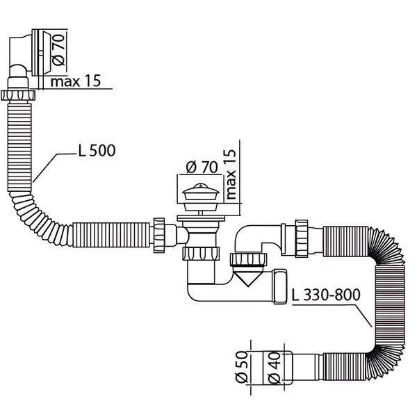 Сифон для ванни MIXXUS SV-02-A 1 1/2" з ревізією, випуском та переливом (MI8202) MI8202 фото
