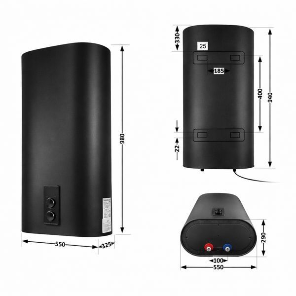 Водонагреватель электрический Thermo Alliance 80 л Black,плоский вертикальный, мокрый ТЭН 2 кВт (0,8+1,2) DT80V20G(PD)/2В SD00054753 фото