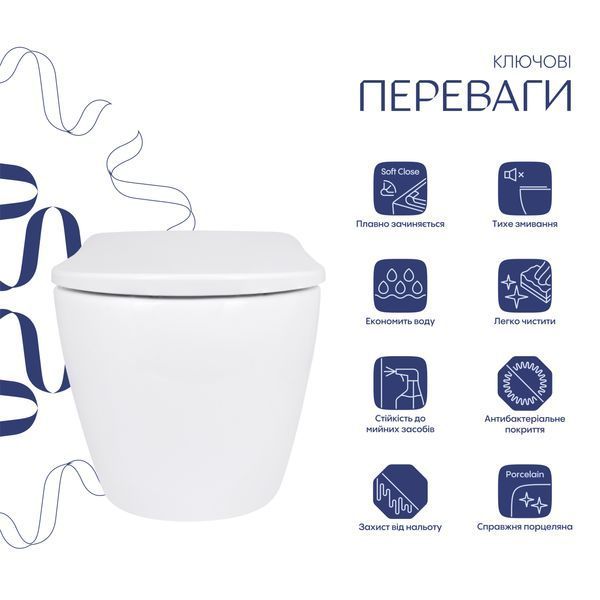 Унітаз підвісний Qtap Robin ML Ultra Quiet 490x365x325&nbsp;мм, з сидінням Soft-close MagLock, White QTROBML26W49621 SD00055745 фото