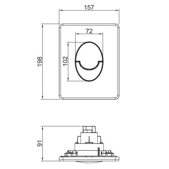 Панель смыва пластиковая Koer KT-0606-03 157x198x3mm, закругленная кнопка (цвет белый) (KR5713) KR5713 фото
