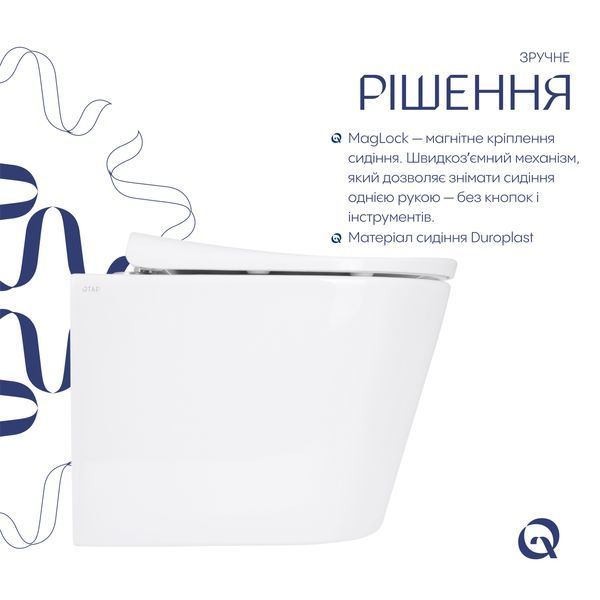 Унитаз подвесной Qtap Scorpio ML Ultra Quiet 490&times;365&times;325 мм, с сиденьем Soft-close MagLock, White QTSCOML26W49622 SD00055746 фото