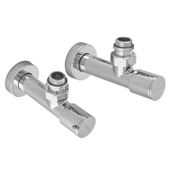 Комплект кранів рушникосушарки кутовий M1/2''xM1/2'' подовжений хромований KOER KR.SET.533 (KR5842) KR5842 фото