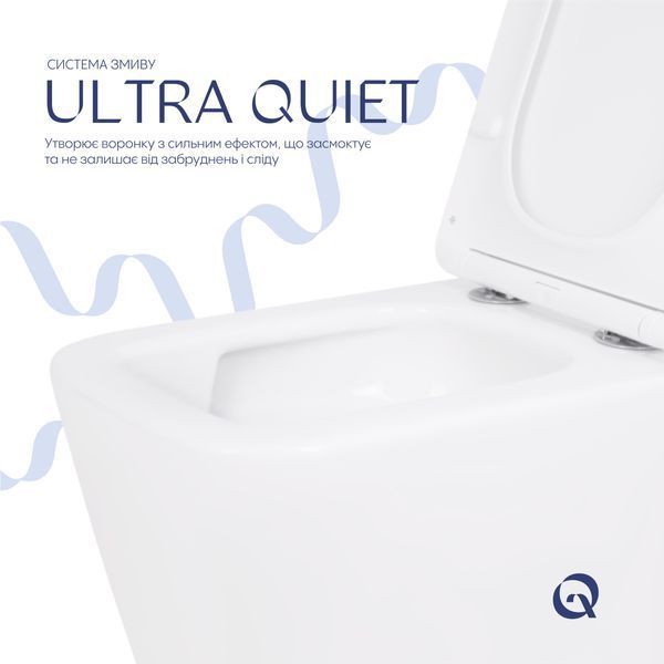 Унітаз підвісний Qtap Crow безобідковий з сідінням Soft-close QT05335171W SD00051248 фото
