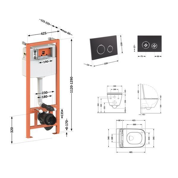 Унітаз підвісний Qtap Crow безобідковий з сідінням Soft-close QT05335171W SD00051248 фото