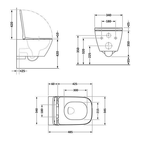 Унітаз підвісний Qtap Crow безобідковий з сідінням Soft-close QT05335171W SD00051248 фото