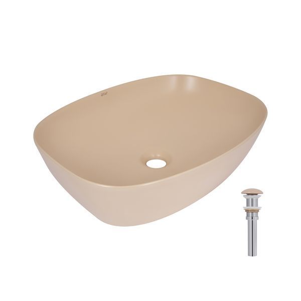 Раковина накладная Qtap Cardinal 500х380х140 мм, Beige, прямоугольная, с донным клапаном QTCAR188SB49825 SD00055949 фото