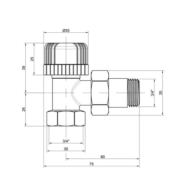 Кран радиаторный Icma 3/4" 30х1,5 угловой №778 SD00005647 фото