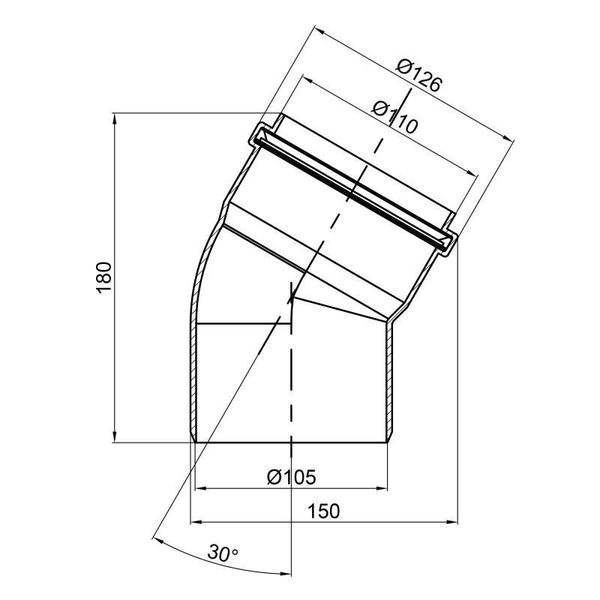 Коліно PPR каналізаційне TA Sewage 110, 30° SD00034416 фото