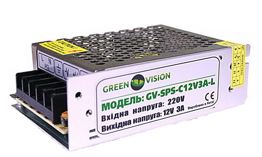 Імпульсний блок живлення GreenVision GV-SPS-C 12V3A-L (36W) 7367/2795 фото