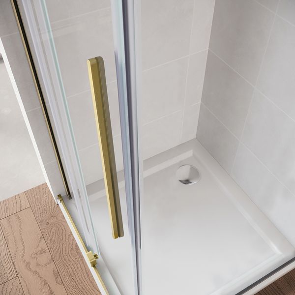 Двері у нішу Walk-In розсувні KOER SR SD07-120x200-R-TR-12 прозоре скло EASY CLEAN 8мм матове золото (KR5774) KR5774 фото