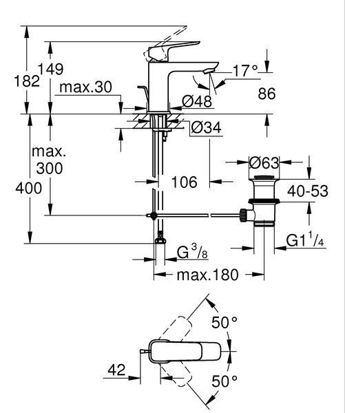 Однорычажный смеситель для раковины Grohe Cubeo S-размера (1016940000) 1016940000 фото
