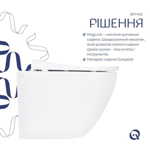 Унитаз подвесной Qtap Robin ML Ultra Quiet 520&times;365&times;365 мм, с сиденьем Soft-close MagLock, White QTROBML26W49623 SD00055747 фото