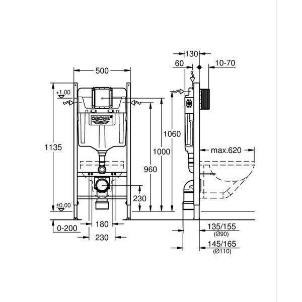 Комплект Grohe Set Унитаз ELLIPSE-0305-T3 + Инсталляция UA388400WG + панель 38732000 (388400WGELLIPS0305T3) 388400WGELLIPS0305T3 фото