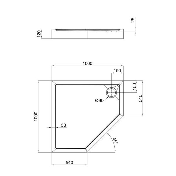 Душовий піддон Qtap Diamond 301112 100x100x12 см + сифон SD00046993 фото