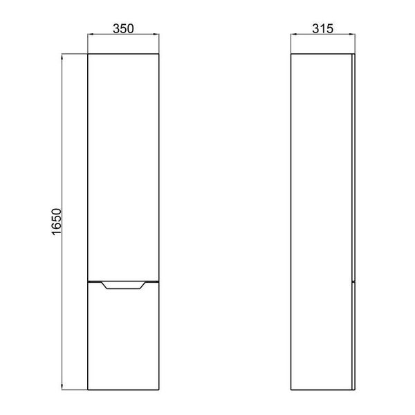 Пенал підвісний Qtap Scorpio 350х1650х300 Graphite QT1476PP1652RG SD00044571 фото