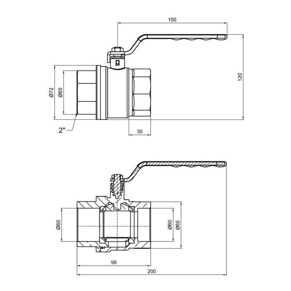 Кран шаровой SD Plus 2" ВР для газа (рычаг) SD600NG50PN40 SD00021346 фото