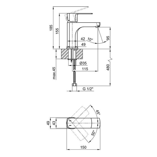 Смеситель для раковины Qtap Lipno QTLIPNO1023101CB Black Matt SD00042257 фото