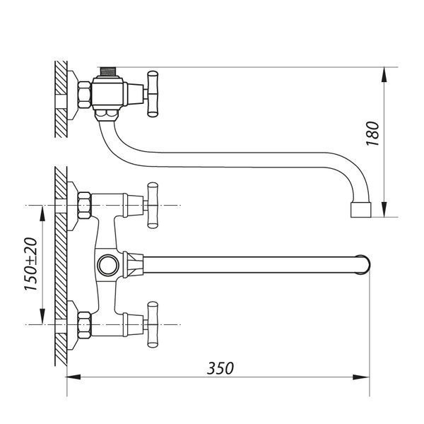 Змішувач для ванни Zerix JIK7 102-A (ZX0408) ZX0408 фото