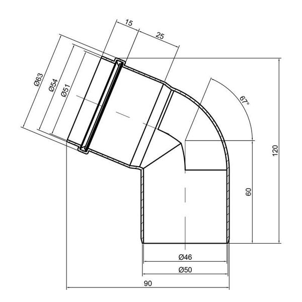 Коліно PPR каналізаційне TA Sewage 50, 67° SD00034419 фото