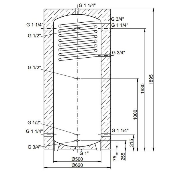 Теплоакумулятор Thermo Alliance TAI-10 350 з теплообмінником 1,4 кв. м із ізоляцією 60 мм SD00044719 фото