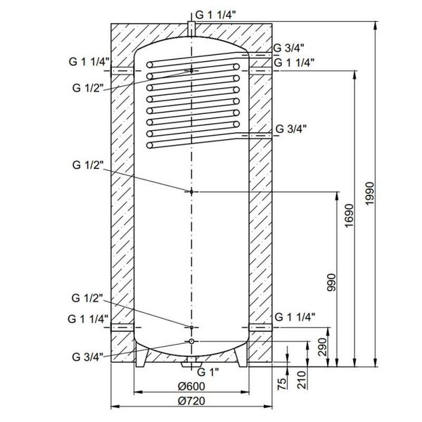 Теплоакумулятор Thermo Alliance TAI-10 500 з теплообмінником 1,4 кв. м із ізоляцією 60 мм SD00044720 фото