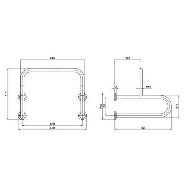 Поручень подвійний для пісуара Qtap Freedom 600x520 Chrome QT229188CHR SD00045981 фото