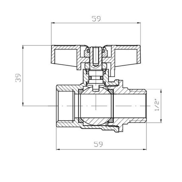 Кран кульовий ГШМ KOER EXTREME KE.218-15 - 1/2" FM ручка "метелик" червона (KR5759) KR5759 фото