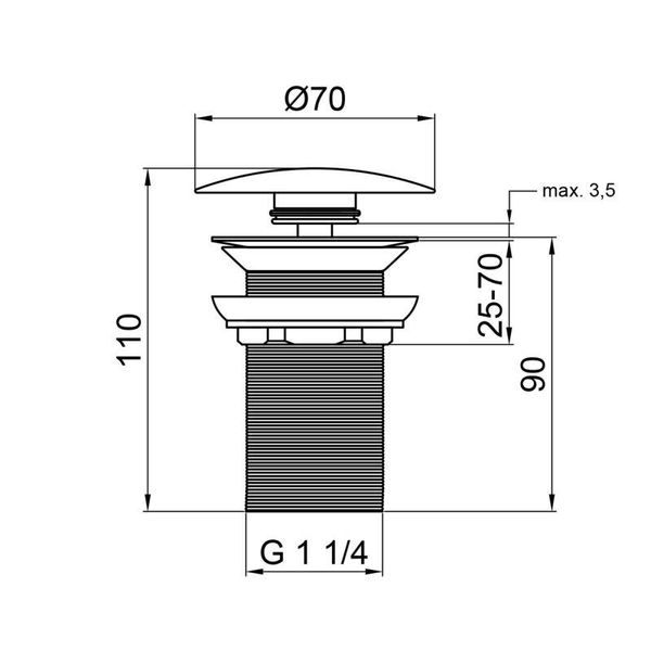 Донний клапан для раковини Qtap F008 70х70х120 White SD00035438 фото