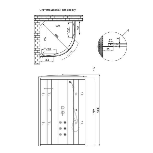 Lidz 4мм стеклянная дверь тонированная Gray TANI SBM90x90.HIGH.GR SD00050815 фото